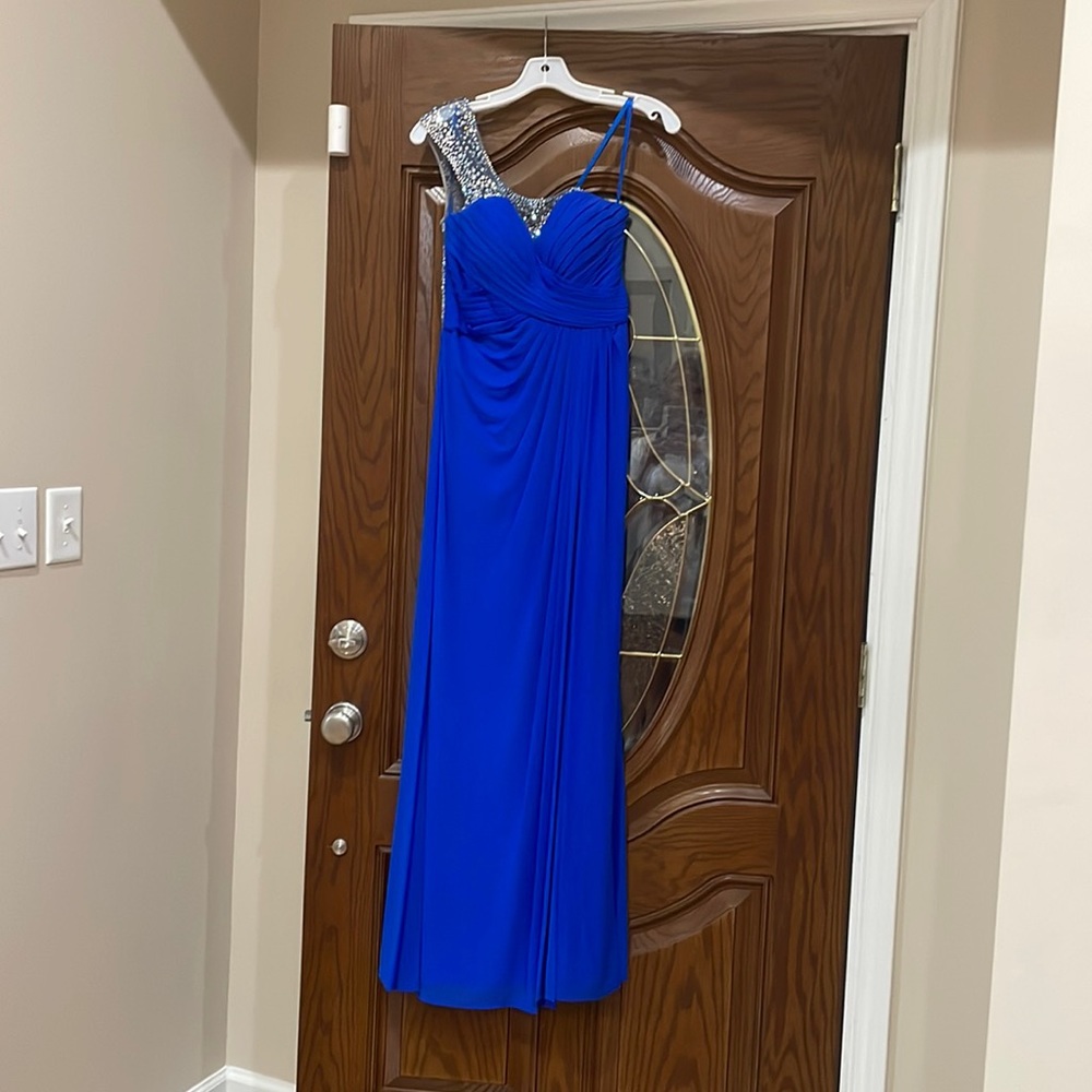 One Shoulder Beaded Prom Dress